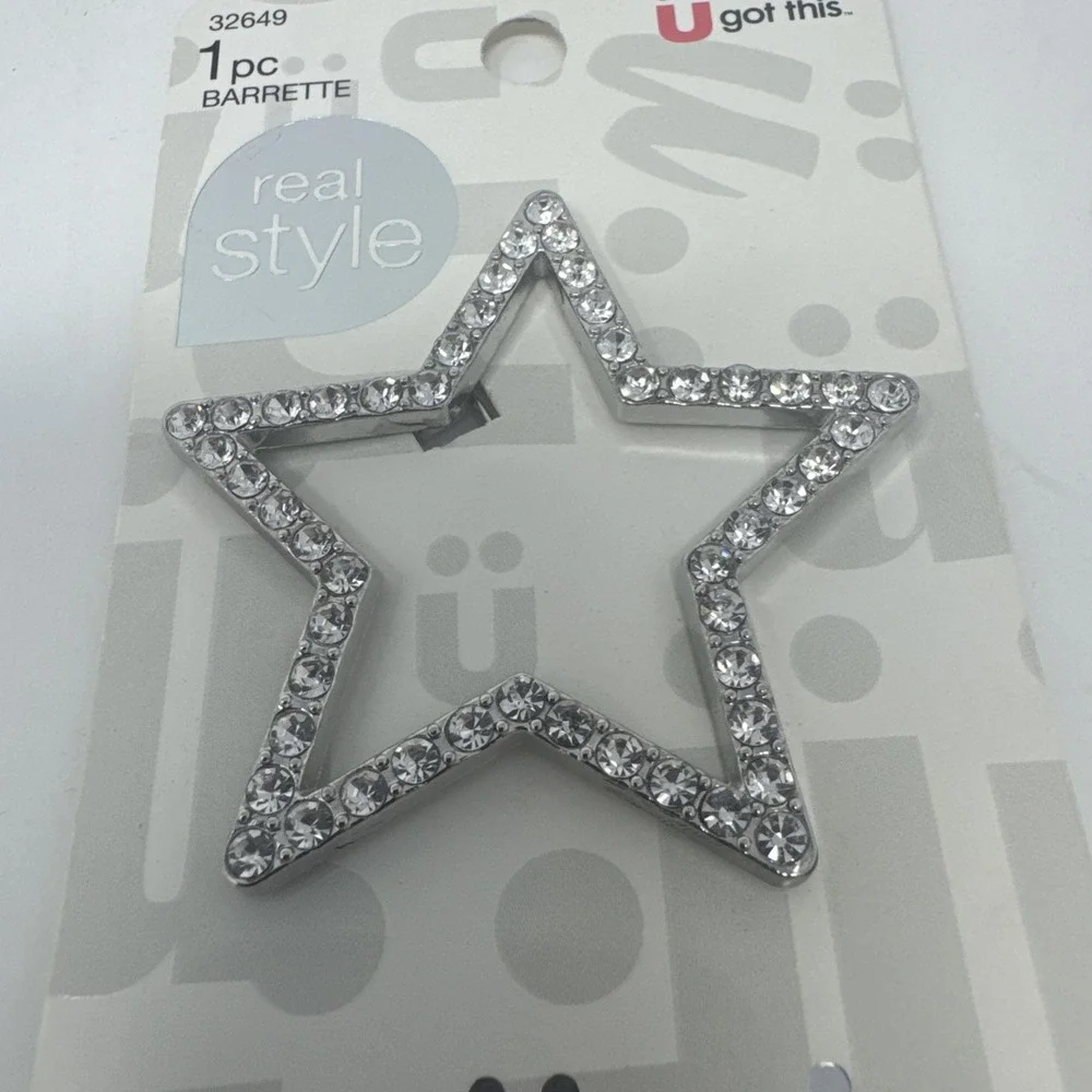 4 Pack Scunci Rhinestone Star Barrette 1 pc #32649-A